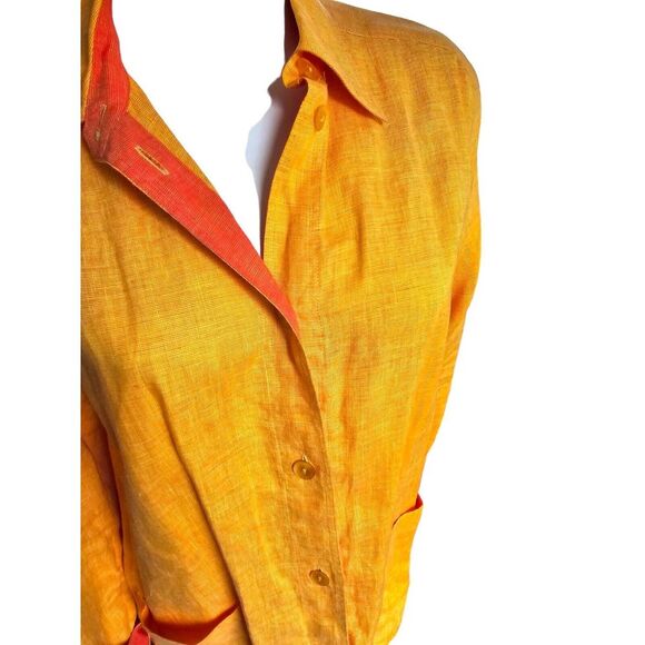 Vintage Escada Linen Size S Button Down Shirt‎ Orange - Picture 5 of 10